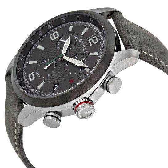  Shop Authentic Gucci G Timeless Chronograph Grey Dial Grey Leather Strap Watch For Men - YA126242 - Luxxuri