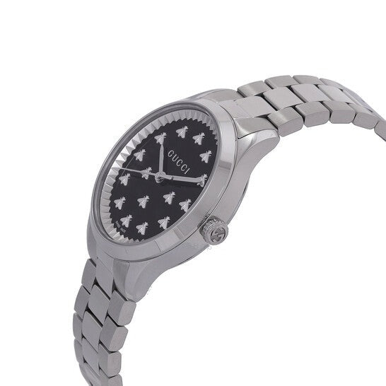  Shop Authentic Gucci G Timeless Quartz Black Dial Silver Steel Strap Watch for Women - YA1265034 - Luxxuri