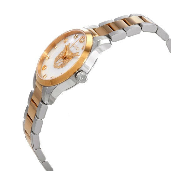  Shop Authentic Gucci G Timeless Quartz Mother of Pearl Dial Two Tone Steel Strap Watch For Women - YA1265012 - Luxxuri