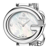  Shop Authentic Gucci Guccissima Diamonds Mother of Pearl Dial Silver Steel Strap Watch For Women - YA134504 - Luxxuri