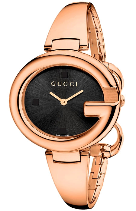  Shop Authentic Gucci Guccissima Collection Quartz Black Dial Rose Gold Steel Strap Watch For Women - YA134509 - Luxxuri