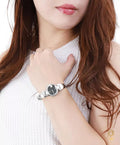  Shop Authentic Gucci Guccisima Quartz Black Dial Silver Steel Strap Watch For Women - YA134501 - Luxxuri