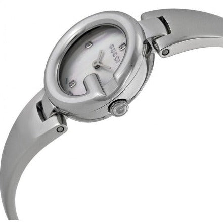  Shop Authentic Gucci Guccissima Diamonds Mother of Pearl Dial Silver Steel Strap Watch For Women - YA134504 - Luxxuri