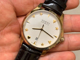  Shop Authentic Gucci G Timeless Silver Dial Brown Leather Strap Watch for Men - YA126470 - Luxxuri