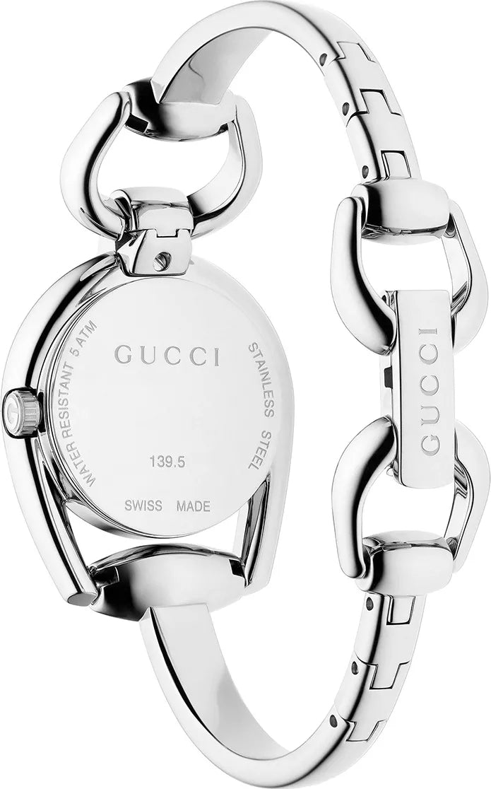  Shop Authentic Gucci Horsebit Collection Diamonds Mother of Pearl Dial Silver Steel Strap Watch For Women - YA139505 - Luxxuri