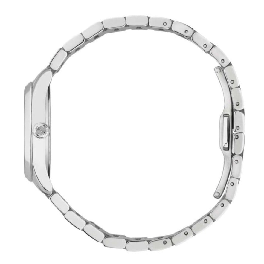  Shop Authentic Gucci G Timeless Quartz Diamonds Black Dial Silver Steel Strap Watch For Women - YA1265024 - Luxxuri