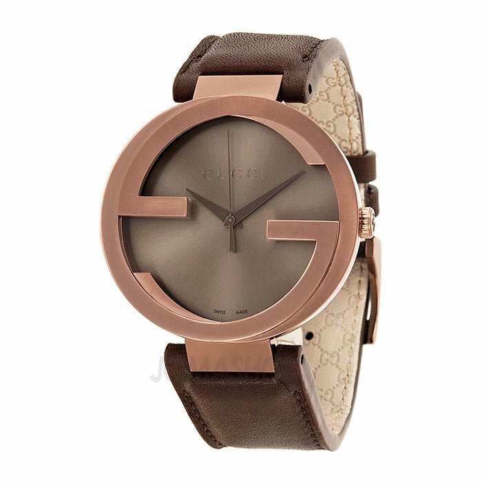  Shop Authentic Gucci Interlocking Iconic Brown Dial Brown Leather Strap Watch For Women - YA133207 - Luxxuri