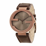  Shop Authentic Gucci Interlocking Iconic Brown Dial Brown Leather Strap Watch For Women - YA133207 - Luxxuri