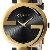  Shop Authentic Gucci Interlocking G Grammy Special Edition Black Dial Black Leather Strap Watch for Women - YA133312 - Luxxuri