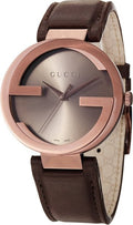  Shop Authentic Gucci Interlocking Iconic Brown Dial Brown Leather Strap Watch For Women - YA133207 - Luxxuri