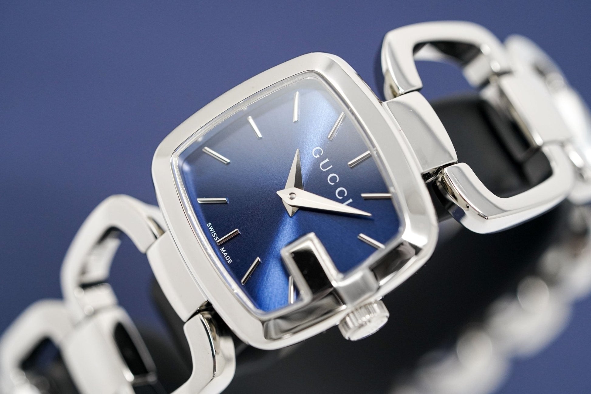 Gucci G Gucci Blue Dial Silver Steel Strap Watch For Women - YA125508