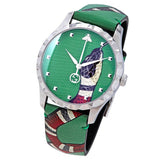  Shop Authentic Gucci G Timeless Le Marche Des Merveilles Green Dial Green Leather Strap Watch for Women - YA1264081 - Luxxuri