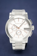  Shop Authentic Gucci G Chrono Chronograph Silver Dial Silver Steel Strap Watch For Men - YA101201 - Luxxuri