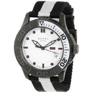  Shop Authentic Gucci G Timeless XL White Dial Two Tone NATO Strap Watch For Men - YA126243 - Luxxuri