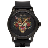  Shop Authentic Gucci G Timeless Cat Motif Black Dial Black Leather Strap Unisex Watch - YA1264021 - Luxxuri