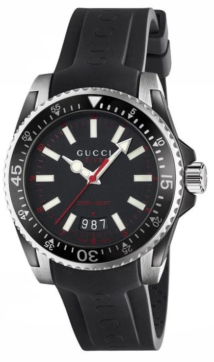  Shop Authentic Gucci Dive Quartz Black Dial Black Rubber Strap Watch For Men - YA136303 - Luxxuri