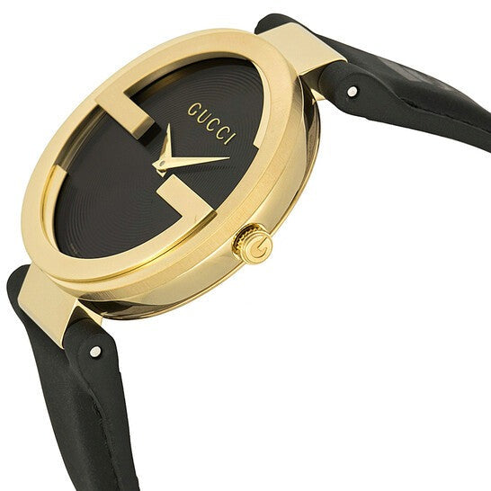  Shop Authentic Gucci Interlocking G Grammy Special Edition Black Dial Black Leather Strap Watch for Women - YA133312 - Luxxuri