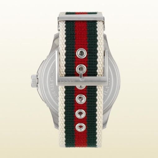  Shop Authentic Gucci G Timeless White Dial Two Tone Nylon Strap Watch For Men - YA126231 - Luxxuri
