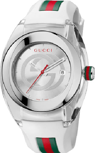  Shop Authentic Gucci SYNC XXL White Dial White Rubber Strap Watch For Men - YA137102 - Luxxuri