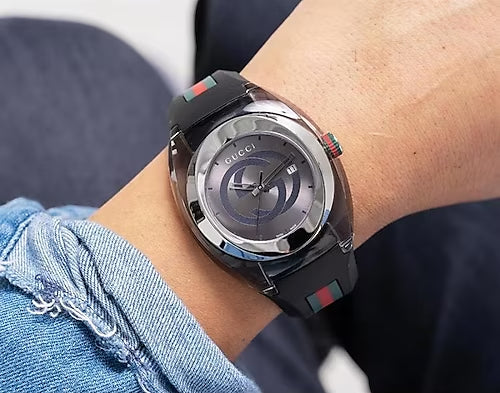 Shop Authentic Gucci Sync Quartz Black Dial Black Rubber Strap Watch For Men - YA137301 - Luxxuri