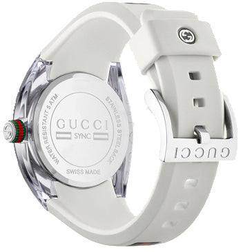  Shop Authentic Gucci Sync Quartz White Dial White Rubber Strap Unisex Watch - YA137302 - Luxxuri