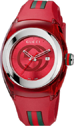  Shop Authentic Gucci Sync Quartz Red Dial Red Rubber Strap Watch For Women - YA137303 - Luxxuri