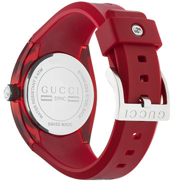  Shop Authentic Gucci Sync Quartz Red Dial Red Rubber Strap Watch For Women - YA137303 - Luxxuri