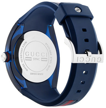  Shop Authentic Gucci Sync Quartz Blue Dial Blue Rubber Strap Watch For Men - YA137304 - Luxxuri