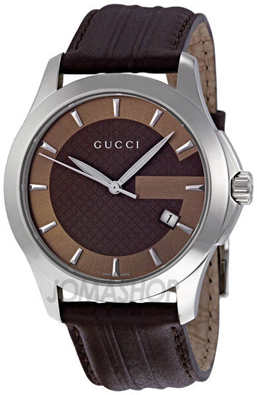 Shop Authentic Gucci G Timeless Quartz Brown Dial Brown Rubber Strap Watch For Men - YA126403 - Luxxuri