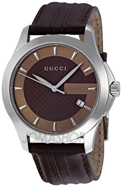  Shop Authentic Gucci G Timeless Quartz Brown Dial Brown Rubber Strap Watch For Men - YA126403 - Luxxuri