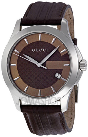  Shop Authentic Gucci G Timeless Quartz Brown Dial Brown Rubber Strap Watch For Men - YA126403 - Luxxuri