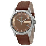  Shop Authentic Gucci G Timeless Quartz Brown Dial Brown Rubber Strap Watch For Men - YA126403 - Luxxuri