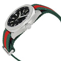 Gucci GG2570 Quartz Black Dial Green & Red Nylon Strap Watch For Men - YA142305