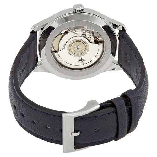 Shop Authentic Gucci G Timeless Automatic Blue Dial Black Leather Strap Watch For Men - YA126347 - Luxxuri