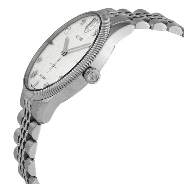  Shop Authentic Gucci G Timeless Automatic Silver Dial Silver Steel Strap Watch for Men - YA126354 - Luxxuri