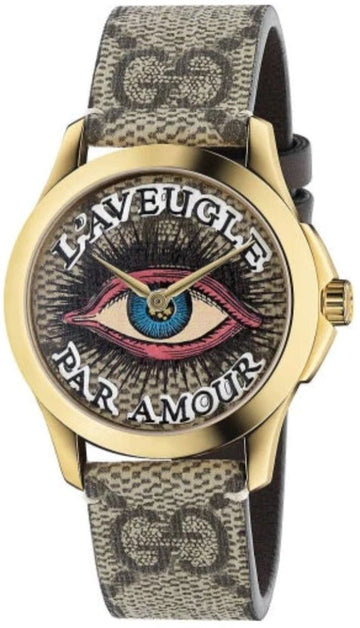  Shop Authentic Gucci G Timeless Eye Beige Dial Beige Leather Strap Watch For Men - YA1264022 - Luxxuri