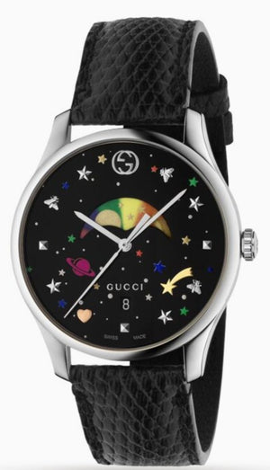  Shop Authentic Gucci G-Timeless Moonphase Black Dial Black Leather Strap Watch For Men - YA1264045 - Luxxuri