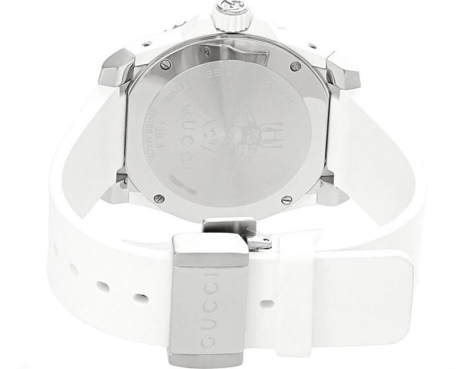  Shop Authentic Gucci Dive Quartz White Dial White Rubber Strap Watch For Men - YA136337 - Luxxuri