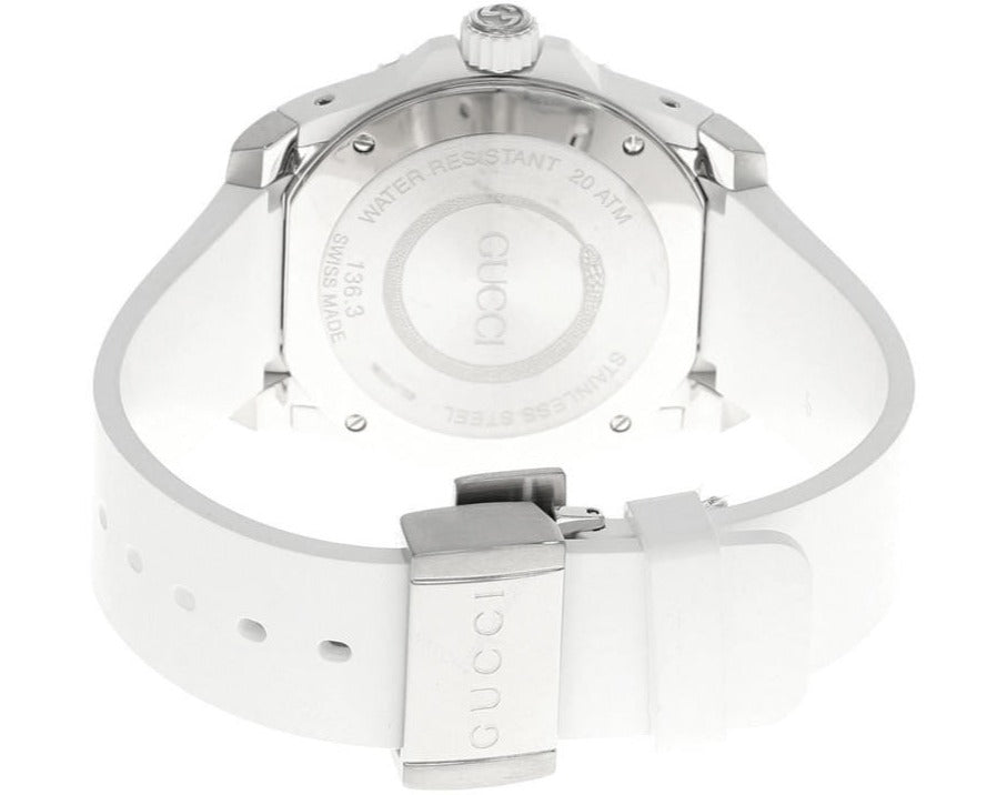  Shop Authentic Gucci Dive Quartz White Dial White Rubber Strap Watch For Men - YA136330 - Luxxuri