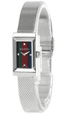  Shop Authentic Gucci G Frame Quartz Diamonds Green & Red Mother of Pearl Dial Silver Mesh Bracelet Watch For Women - YA147510 - Luxxuri