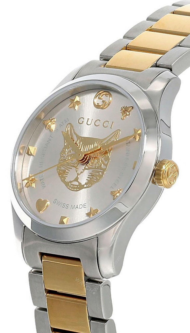  Shop Authentic Gucci G Timeless Silver Dial Two Tone Steel Strap Watch For Women - YA1264131 - Luxxuri