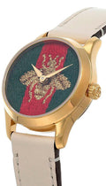  Shop Authentic Gucci G Timeless Quartz Red & Green Dial Beige Leather Strap Watch For Women - YA1265009 - Luxxuri