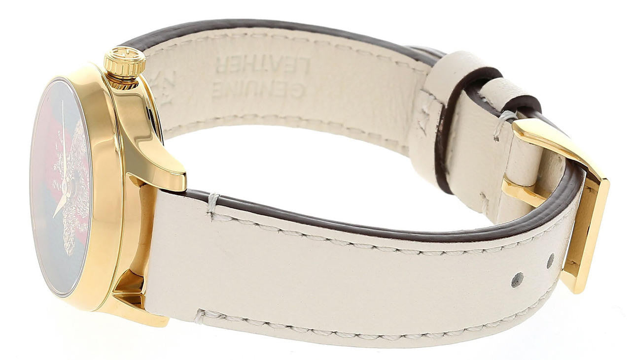  Shop Authentic Gucci G Timeless Quartz Red & Green Dial Beige Leather Strap Watch For Women - YA1265009 - Luxxuri