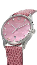  Shop Authentic Gucci G-Timeless Pink Mother of Pearl Dial Pink Leather Strap Watch For Women - YA126586 - Luxxuri