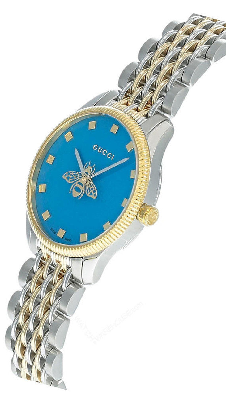  Shop Authentic Gucci G Timeless Quartz Blue Dial Two Tone Steel Strap Watch For Women - YA1265029 - Luxxuri