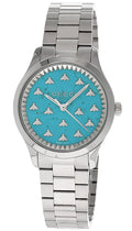  Shop Authentic Gucci G Timeless Quartz Turquoise Dial Silver Steel Strap Unisex Watch - YA1265044 - Luxxuri