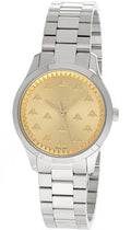  Shop Authentic Gucci G Timeless Quartz Gold Dial Silver Steel Strap Watch for Women - YA1265035 - Luxxuri