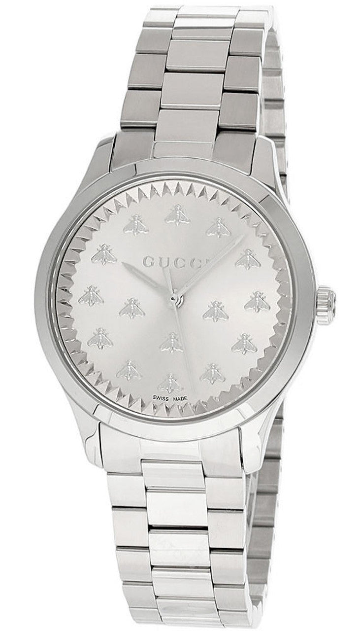  Shop Authentic Gucci G Timeless Quartz Silver Dial Silver Steel Strap Watch for Men - YA1265031 - Luxxuri