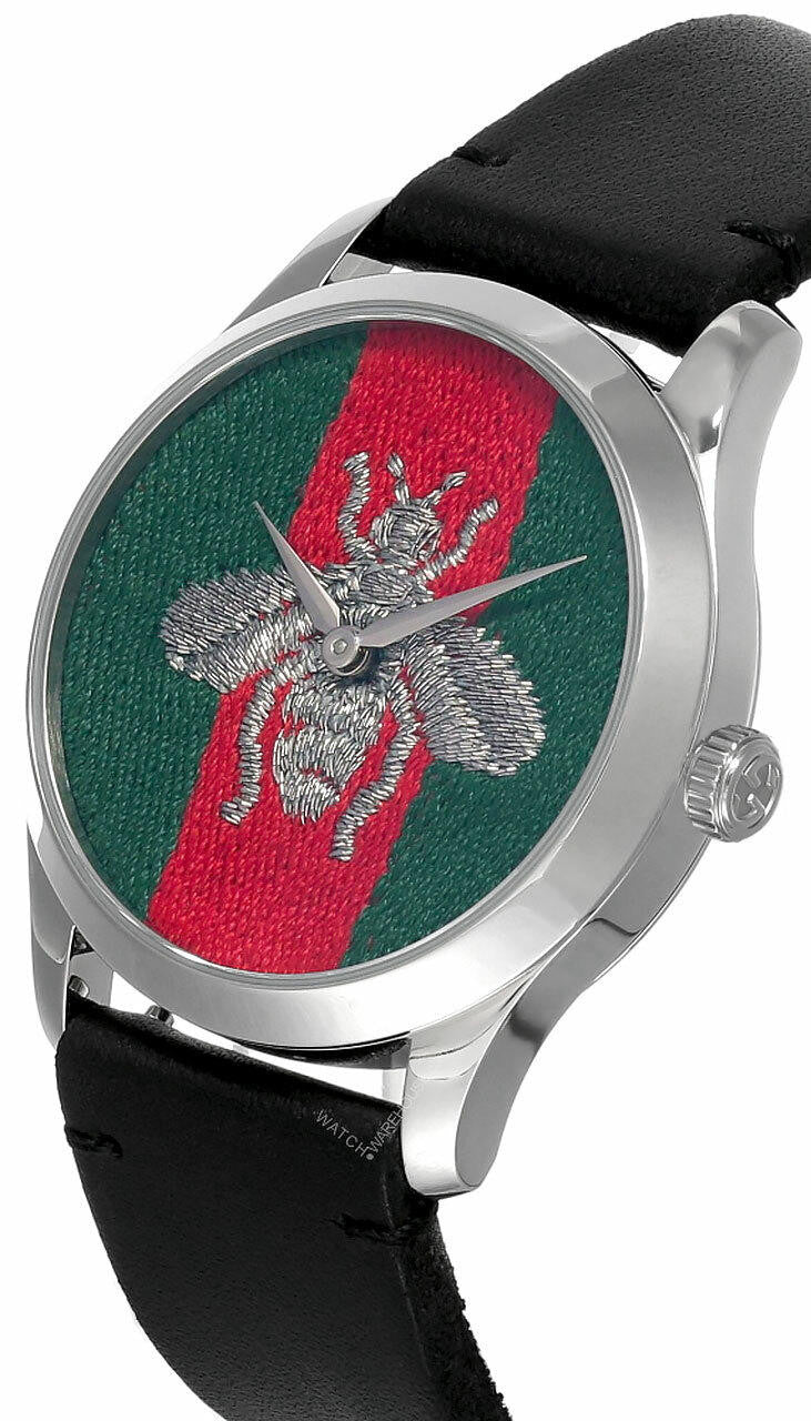  Shop Authentic Gucci G Timeless Quartz Green & Red Dial Black Leather Strap Watch For Men - YA1264149 - Luxxuri
