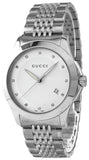  Shop Authentic Gucci G Timeless Diamonds Silver Dial Silver Steel Strap Watch For Men - YA126404 - Luxxuri
